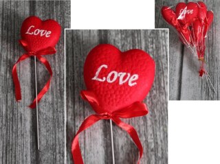 Walentynkowe SERCE LOVE pełne na piku 7,5x26 cm 6szt