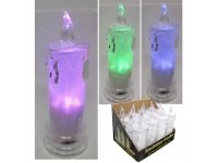 7&7 Świeca, świeczka brokatowa led z podstawą światło białe zimne 18 x 7 cm MULTIKOLOR RGB LK002M