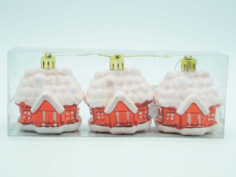 CERAMIC STUDIO-TOPGIFTS Bombki zawieszki 3szt DOMKI TG57144-3