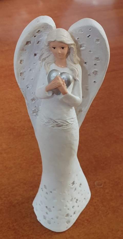 MIM ART ANGELS Anioł gipsowy ILONA z sercem 18 cm