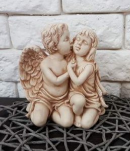 MIM ART ANGELS Anioł para CAŁOWANIEC 15cm patyna | 3259