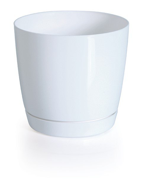 PROSPERPLAST - doniczki Doniczka okrągła biała 15,5cm z podstawką COUBI DOOP PROSPERPLAST - doniczki Doniczka okrągła biała 15,5cm z podstawką COUBI DOOP