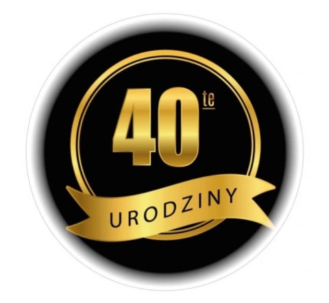 NAKLEJKI Naklejki 40 - te urodziny średnica 55 mm - 12szt