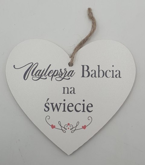 RUMIN-obrazy Serce wiszące 12x15cm NAJLEPSZA BABCIA NA ŚWIECIE