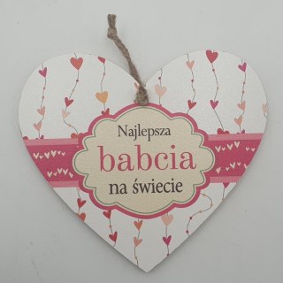 RUMIN-obrazy Serce wiszące 12x15cm NAJLEPSZA BABCIA NA ŚWIECIE