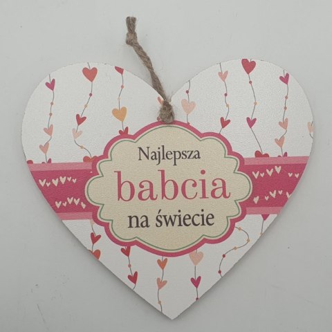 RUMIN-obrazy Serce wiszące 12x15cm NAJLEPSZA BABCIA NA ŚWIECIE