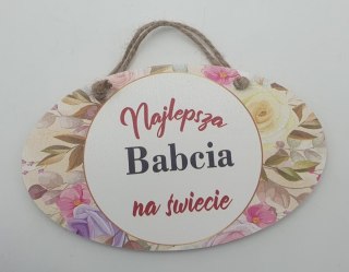 RUMIN-obrazy Tabliczka owal 11 x 18 cm NAJLEPSZA BABCIA NA ŚWIECIE