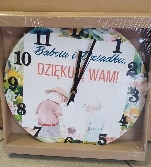 RUMIN-obrazy Zegar ścienny 30cm Babciu i Dziadku Dziękuję Wam