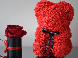 VERK GROUP Miś z płatków róż prezent duży pudełko rose XL 25cm | 01903