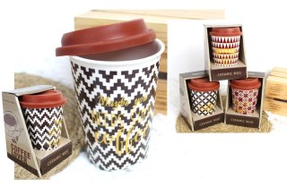 7&7 Kubek ceramiczny COFFE z silikonową pokrywką 420 ml 14 x 9,5 x 6 cm mix MUE-2404