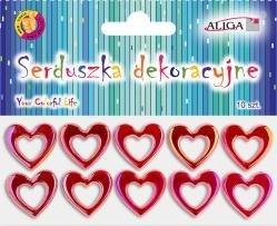 ALIGA Serca dekoracyjne czerwone plastikowe rozm. 3cm 10szt. SE-0307