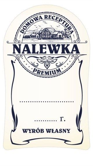 NAKLEJKI Naklejki na NALEWKI DOMOWA RECEPTURA PREMIUM 10szt. 55mm x 92mm