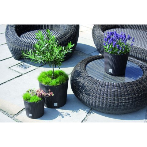 PROSPERPLAST - doniczki Donica w wkładem rattan RATO Round 20xh19 cm ANTRACYT