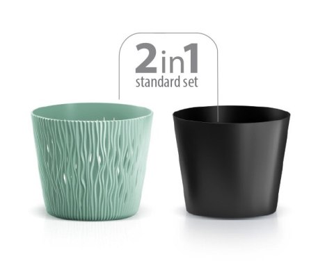 PROSPERPLAST - doniczki Doniczka okrągła + wkład Sandy Round 13cm - biały PROSPERPLAST - doniczki Doniczka okrągła + wkład Sandy Round 13cm - biały