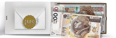 CARGO-anioły Banknotówka z życzeniami KOMUNIA ŚW IHS