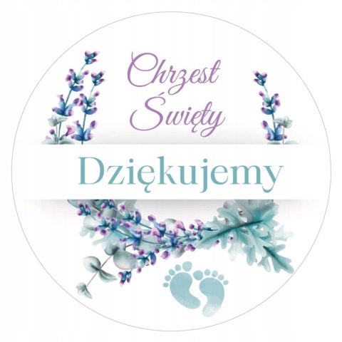 NAKLEJKI Naklejki 12szt. CHRZEST ŚW cukiernia podziękowanie
