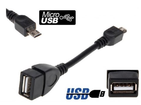 Kabel przejściówka micro USB Adaptor OTG Host USB 5szt